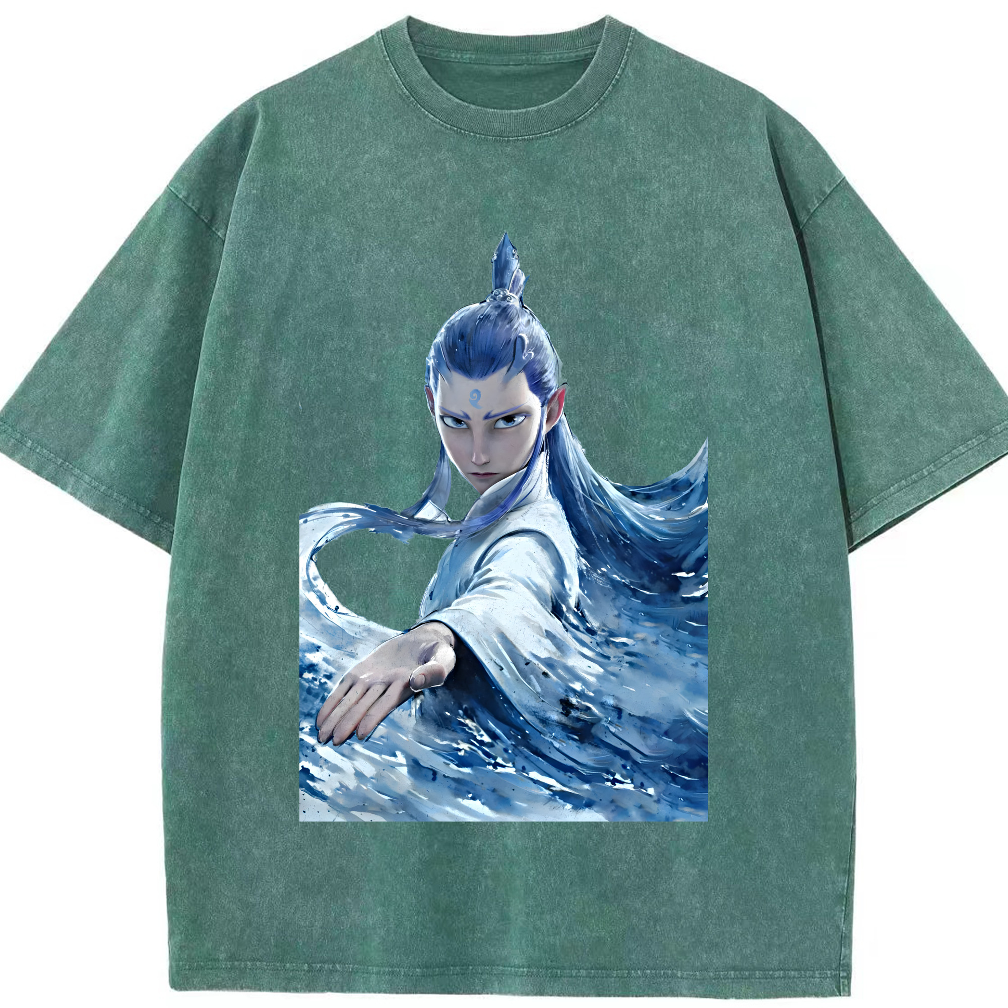 （画像用） Ne Zha 2 ナタ 魔童の大暴れ 綿100% ヴィンテージ風 半袖Tシャツ（フロントプリント）